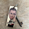 Malcolm X Character Wooden Keyring by Wotmalike