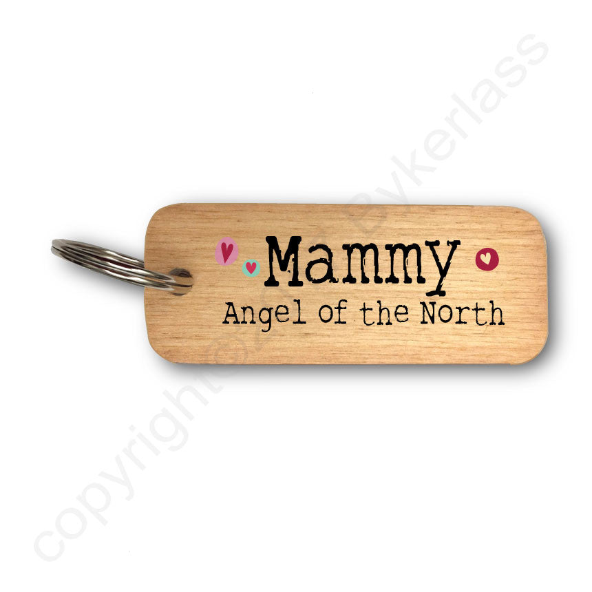 Mammy Angel of The North Rustic Wooden Keyring 