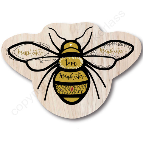 Manchester Bee Shaped Wooden North Divide Coaster - RWC2
