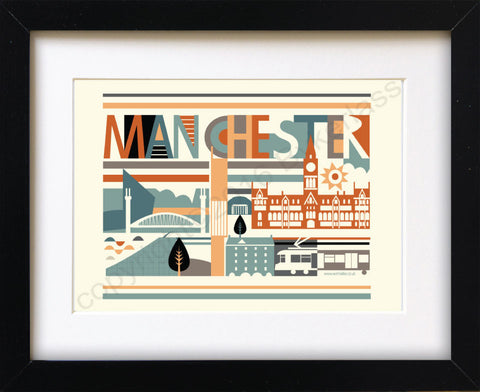 City Scape Manchester Brights Print Mounted Print (NDP1)