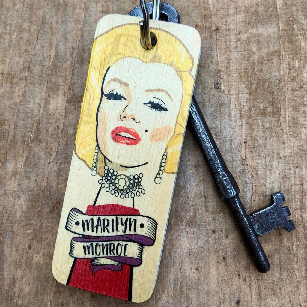 Marilyn Monroe Character Wooden Keyring - RWKR1