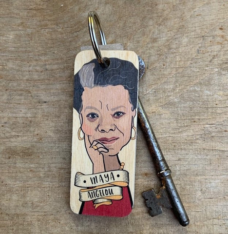 Maya Angelou Character Wooden Keyring - RWKR1