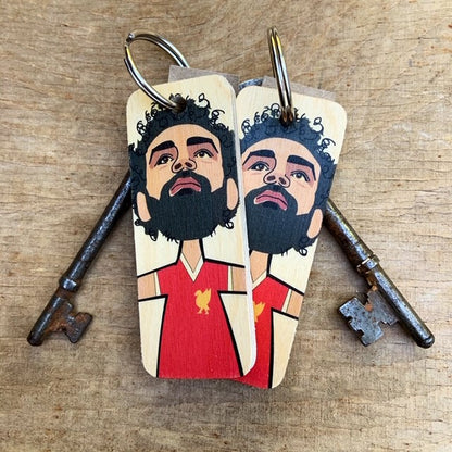 Mo Salah Character Wooden Keyring