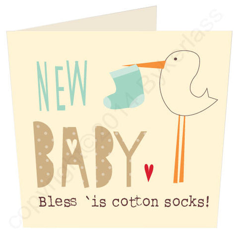 New Baby (boy) Bless 'is Cotton Socks - North Divide Baby Boy Card (ND8)