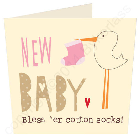 New Baby (girl) Bless er Cotton Socks - North Divide Baby Girl Card (ND9)