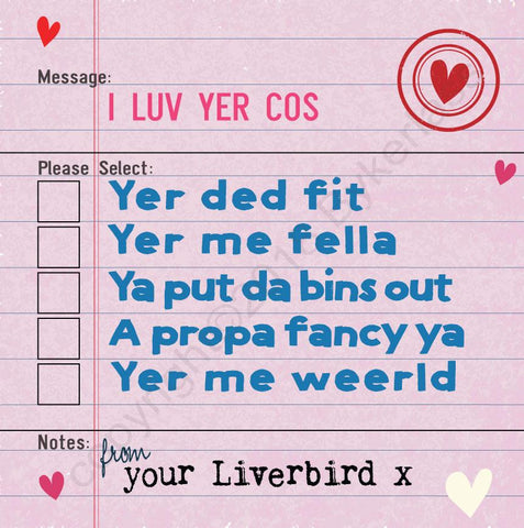 Scouse Love Options Valentines Card (MBV5-4)