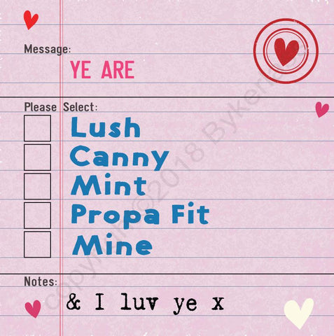 Geordie You Are - Options Valentines Card (MBV5-6)