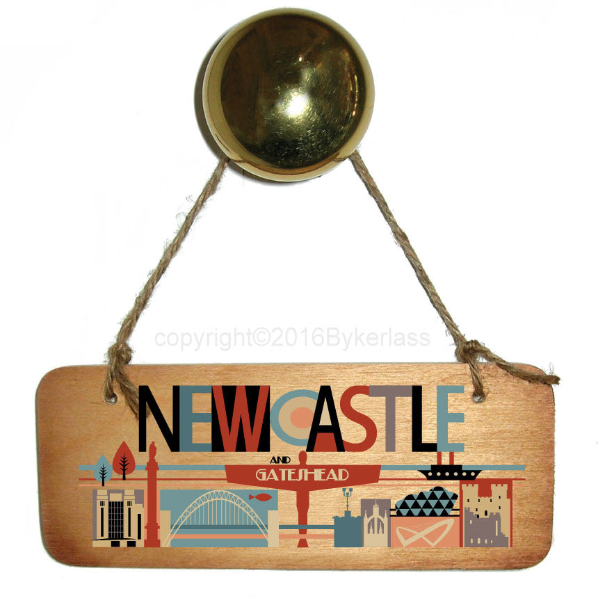 Newcastle City Bright Geordie Wooden Sign