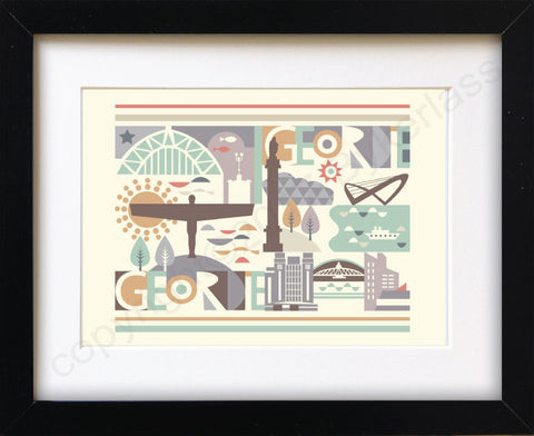 Geordie City Scape Print Mounted Print (GMP5)