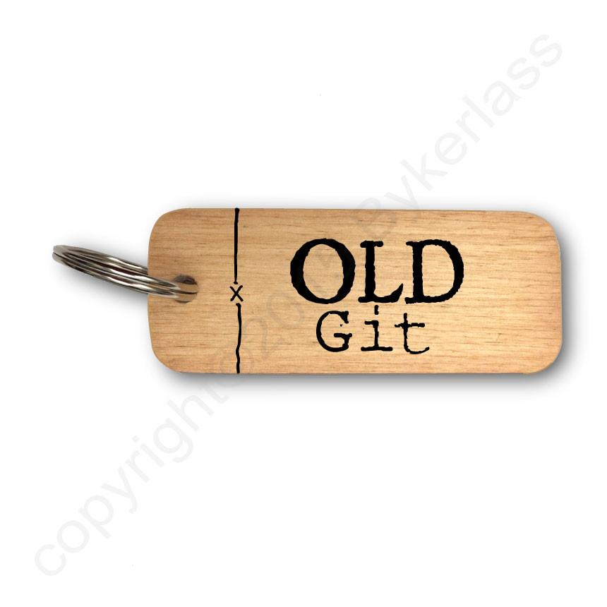 Old Git Rustic Wooden Keyring - RWKR1