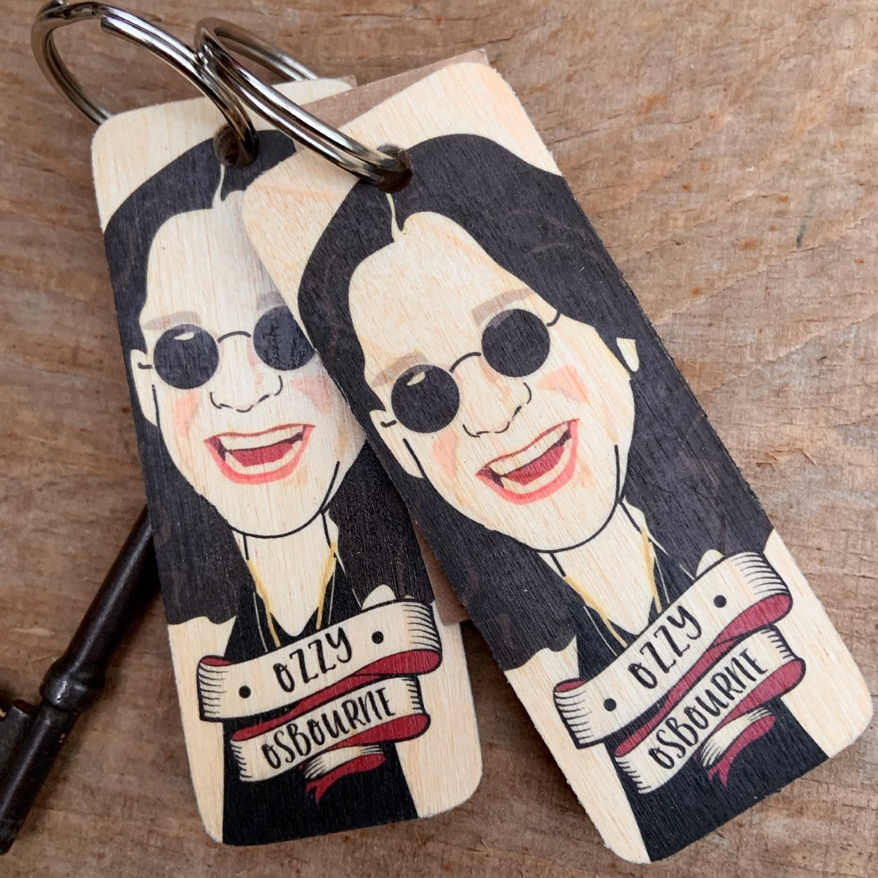 Ozzy Osbourne Character Wooden Keyring