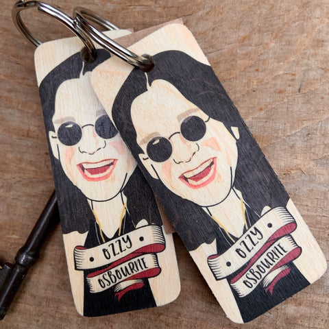 Ozzy Osbourne Character Wooden Keyring - RWKR1