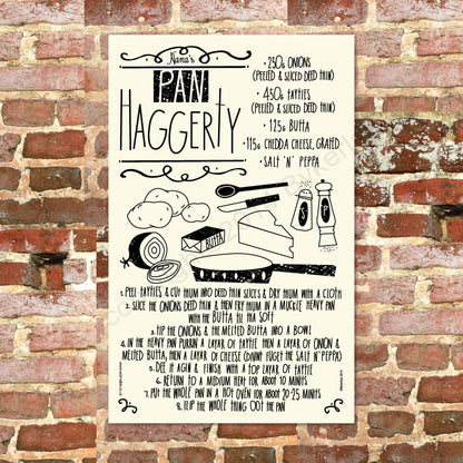 Pan Haggerty North East Recipe Tea Towel 