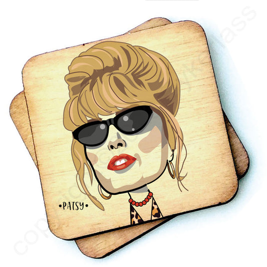 Patsy (Joanna Lumley) Character Wooden Coaster by wotmalike