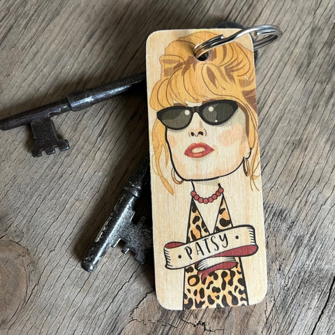 Patsy (Joanna Lumley) Character Wooden Keyring - RWKR1