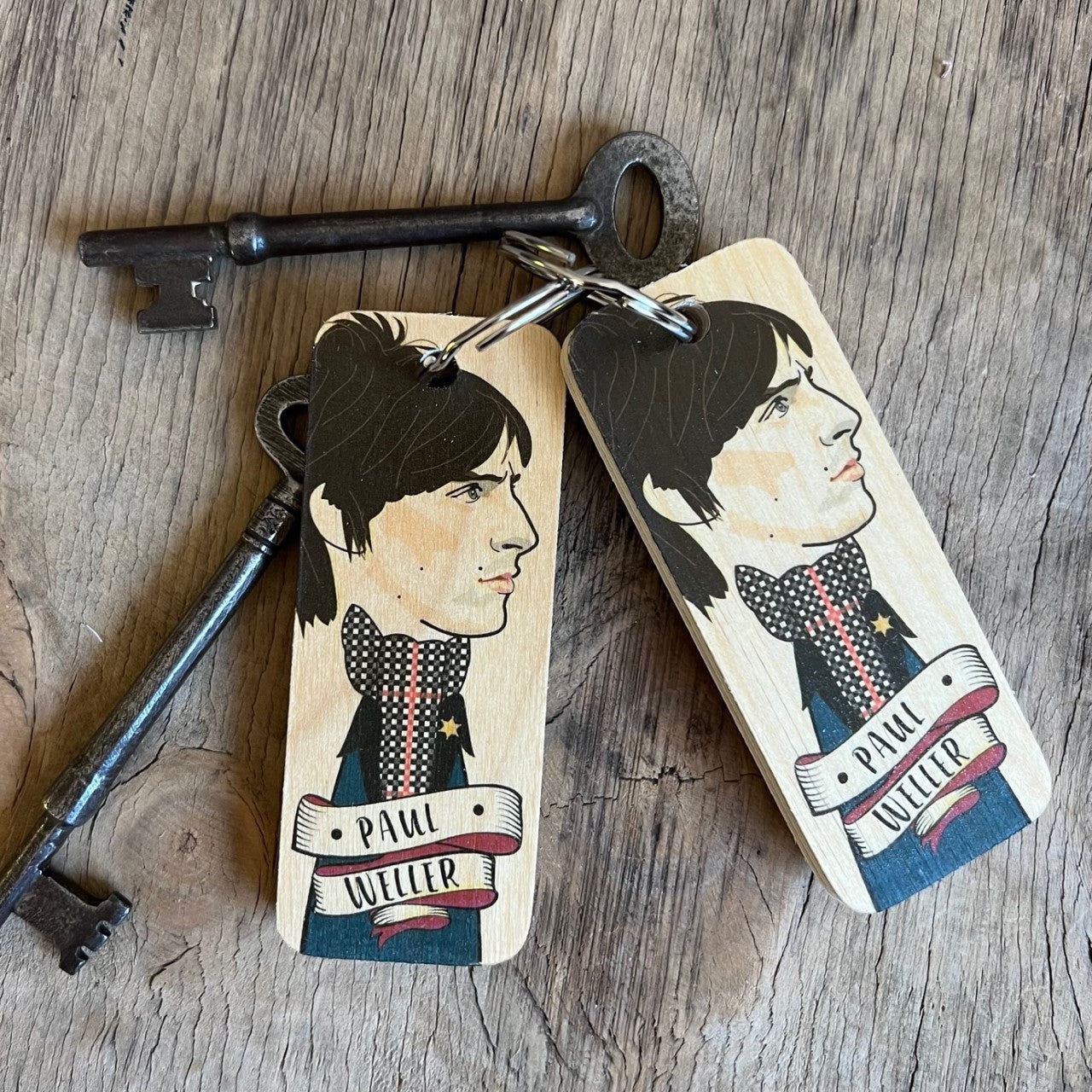 Paul Weller - Character Wooden Keyring by Wotmalike