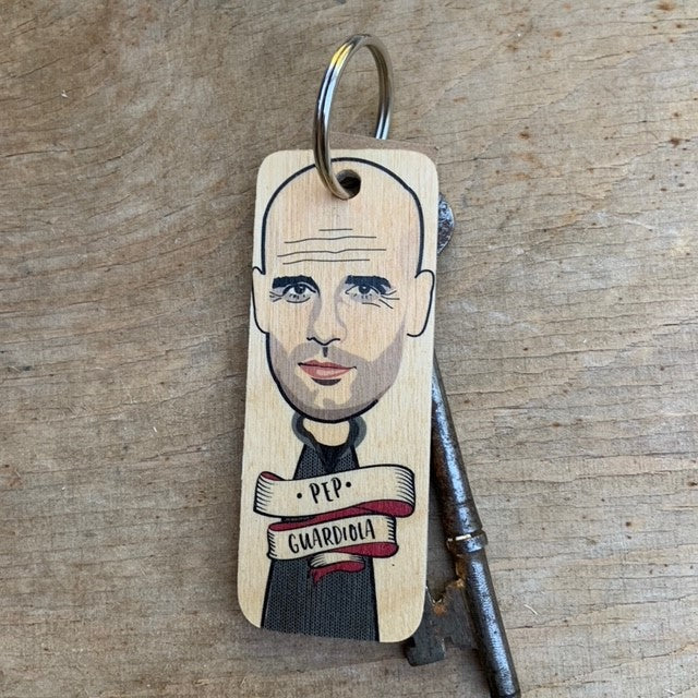 Pep Guardiola Character Wooden Keyring 
