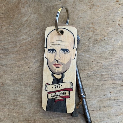 Pep Guardiola Character Wooden Keyring 