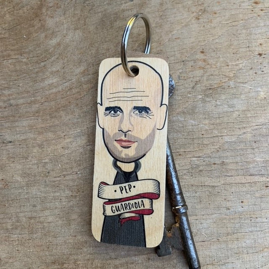 Pep Guardiola Character Wooden Keyring 