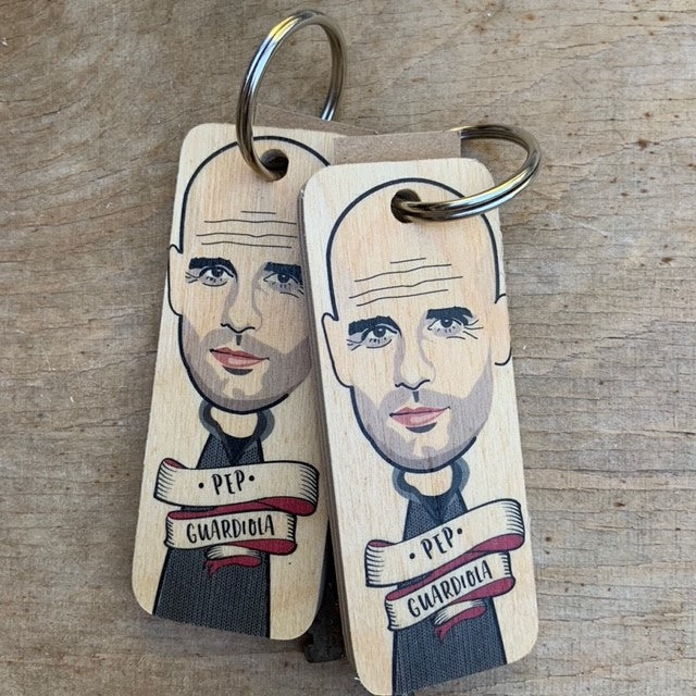 Pep Guardiola Character Wooden Keyring 