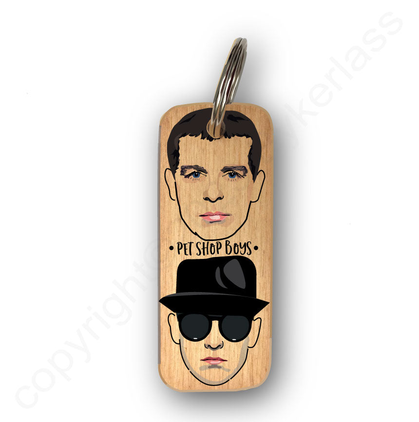 The Pet Shop Boys Character Wooden Keyring by Wotmalike