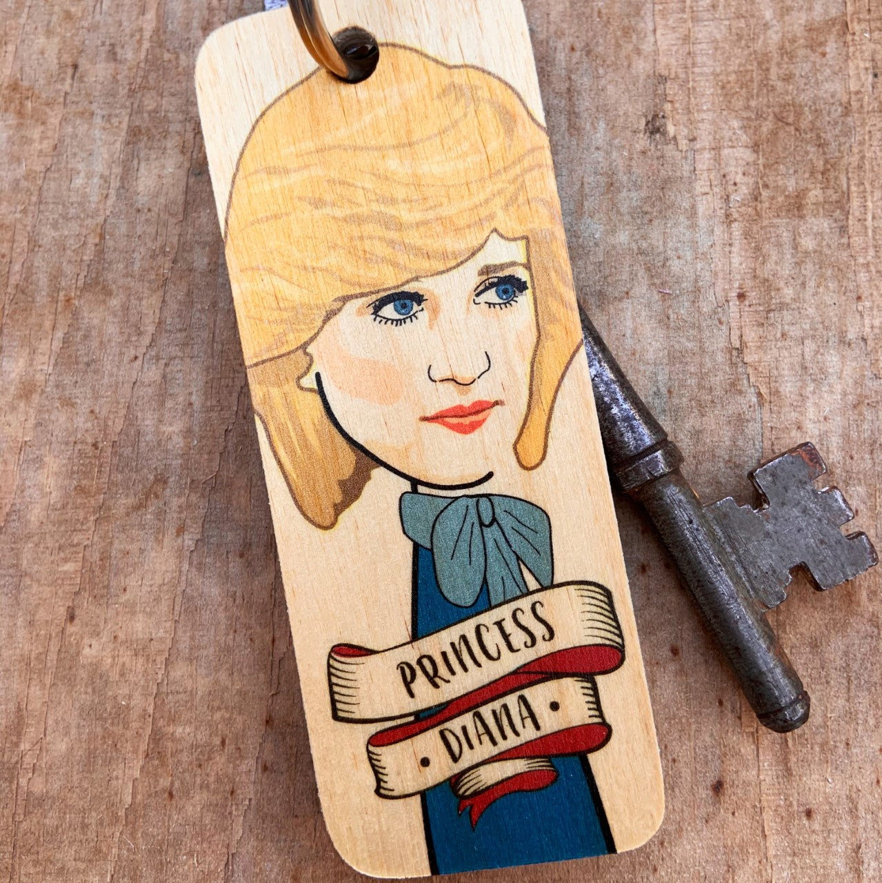 Princess Diana Character Wooden Keyring 