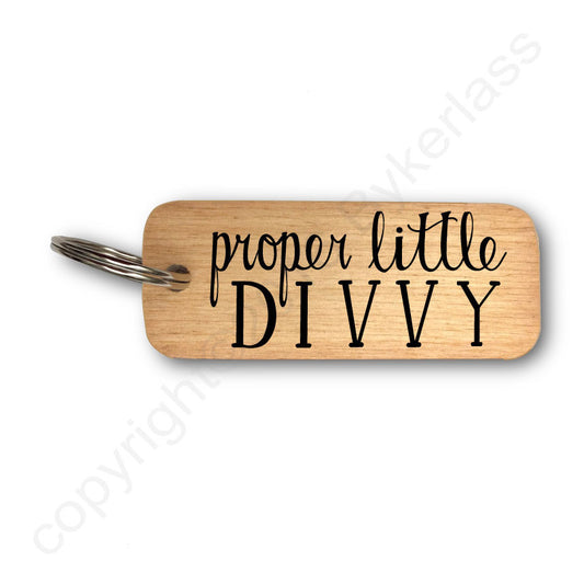 Proper Little Divvy Rustic Wooden Keyring - RWKR1