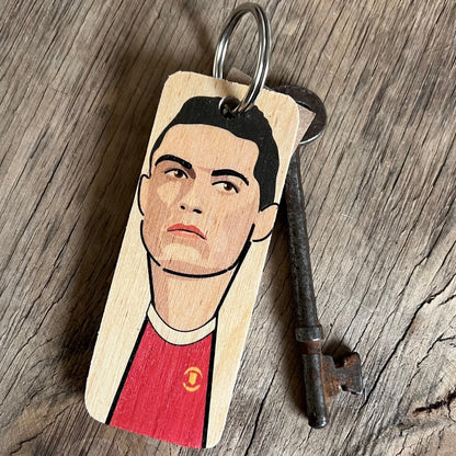 Ronaldo Character Wooden Keyring by Wotmalike