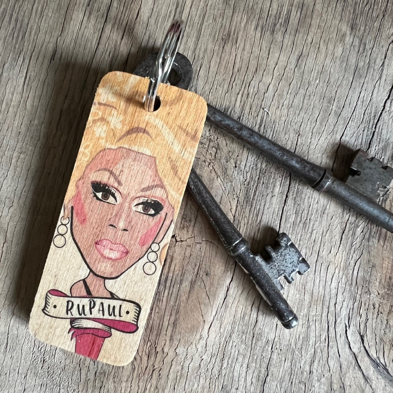 RuPaul Version 2 Character Wooden Keyring