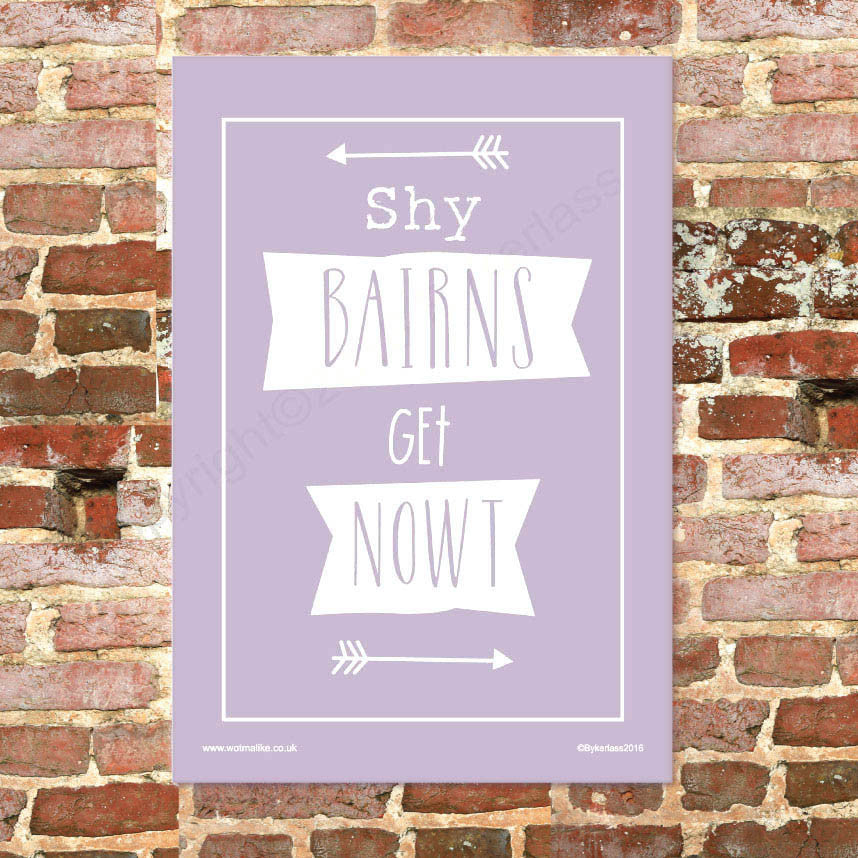 Shy Bairns Get Nowt Geordie Tea Towel in Heather