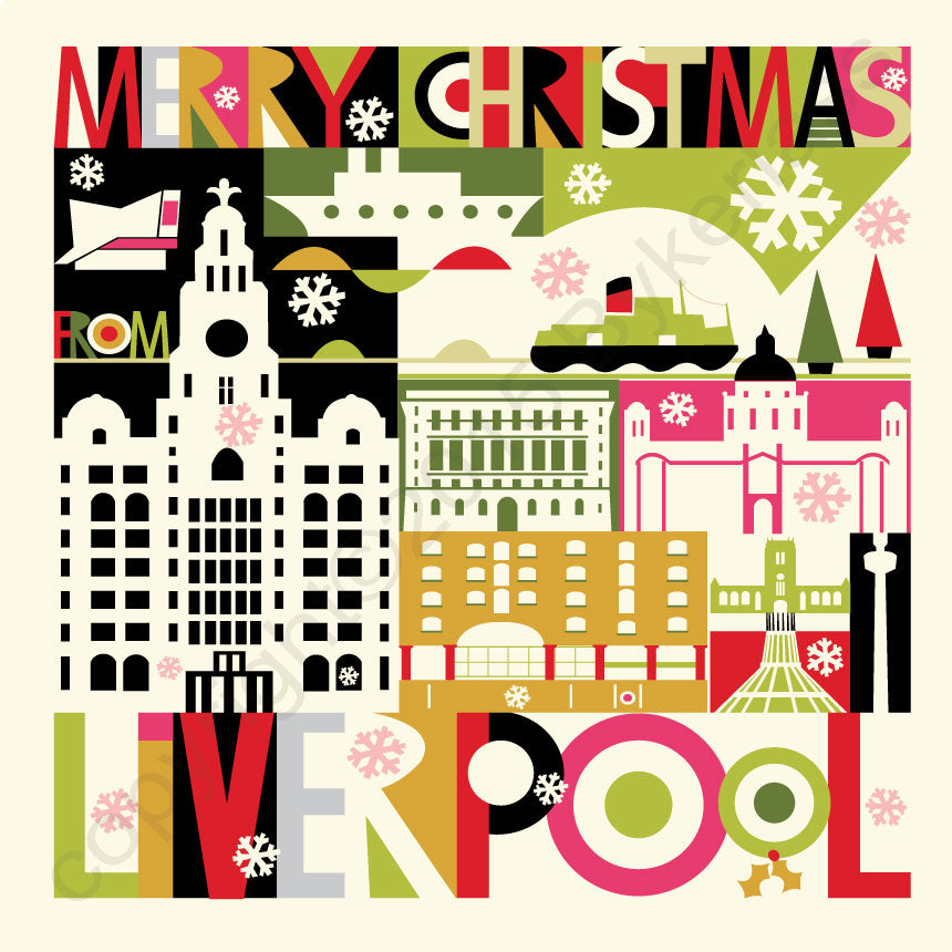 Large Scouse Scape Christmas Card by Wotmalike