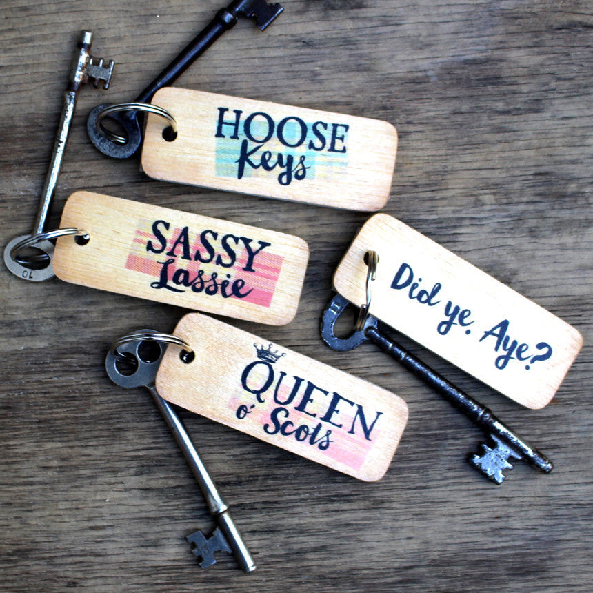 Queen o' Scots -  Scottish Rustic Wooden Keyring - RWKR1