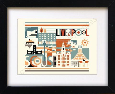 Scouse City Scape Brights Print Mounted Print (SSP5)