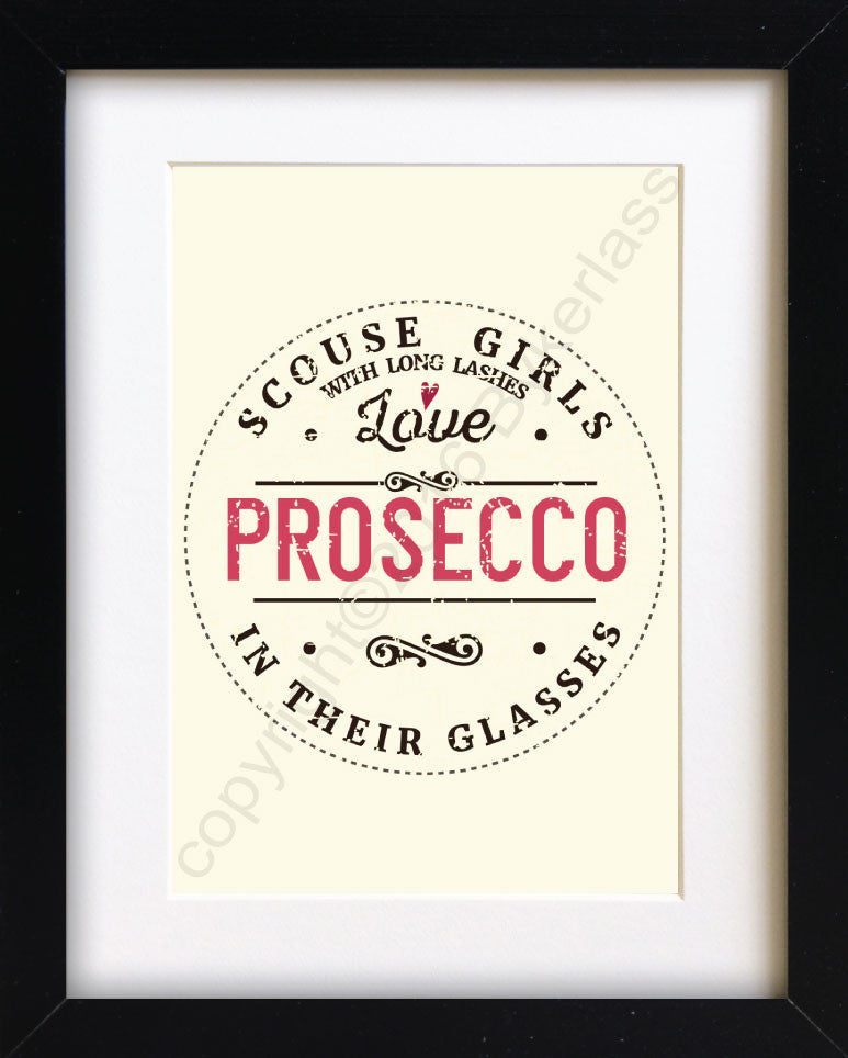 Scouse Girls With Long Lashes Love Prosecco In Their Glasses Print 