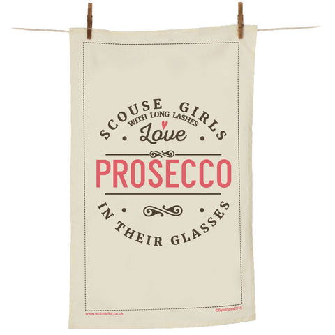 Scouse Girls With Long Lashes Love Prosecco In Their Glasses Tea Towel - SGTT1