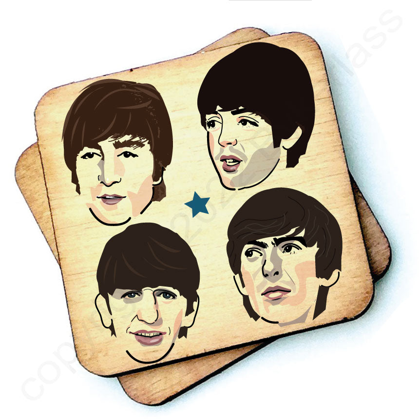 The Beatles - Character Wooden Coaster