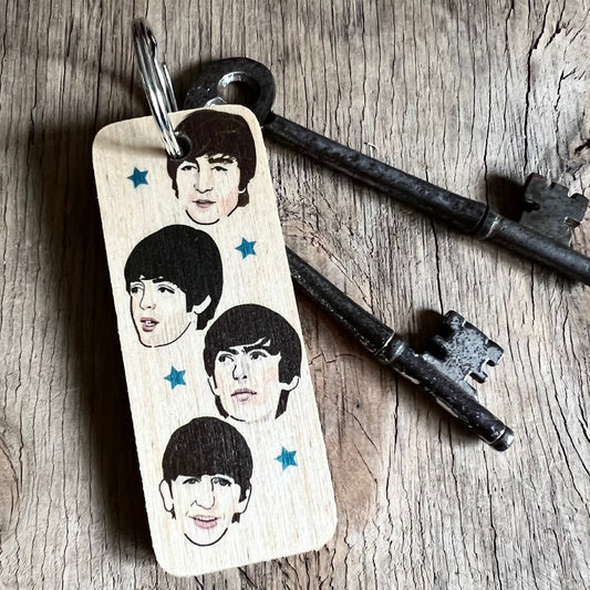 The Beatles - Character Wooden Keyring