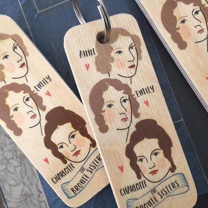 The Bronte Sisters Character Wooden Keyring by Wotmalike