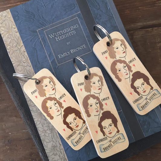 The Bronte Sisters Character Wooden Keyring by Wotmalike
