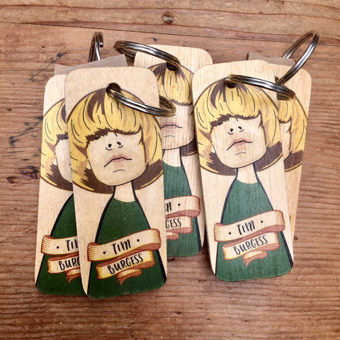 Tim Burgess Character Wooden Keyring - RWKR1