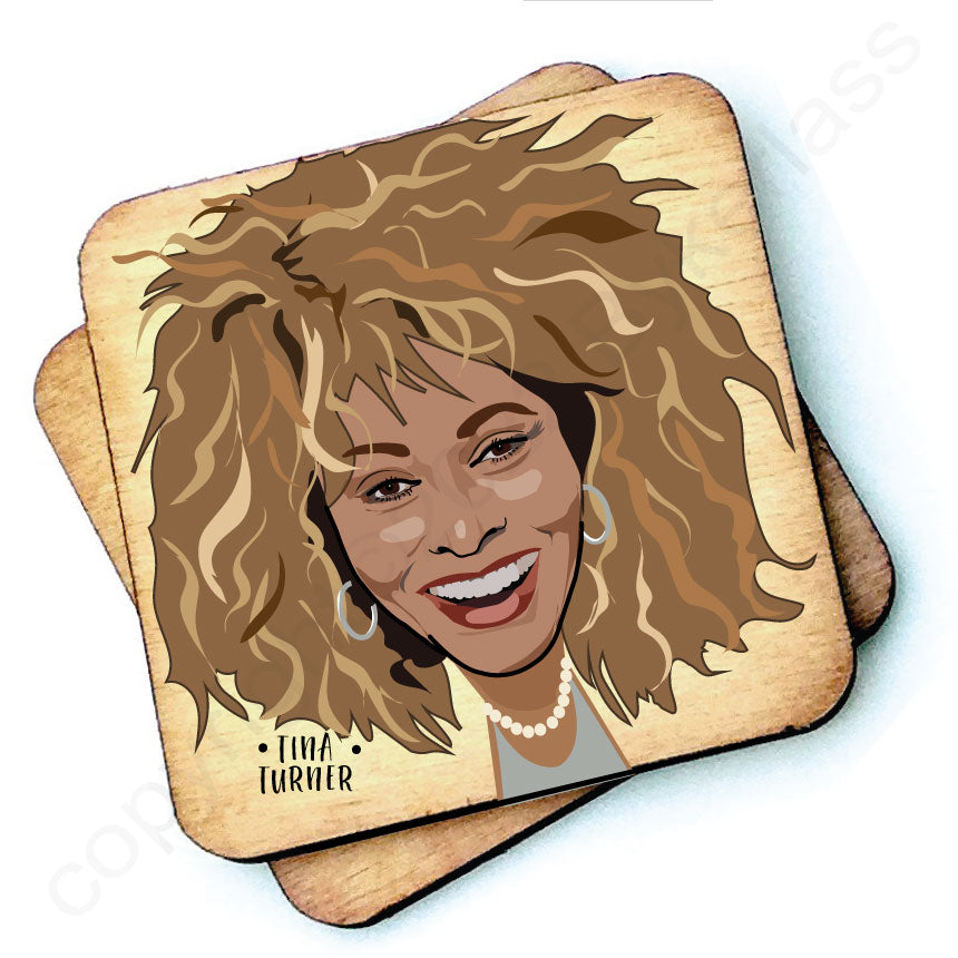 Tina Turner Character Wooden Coaster by Wotmalike