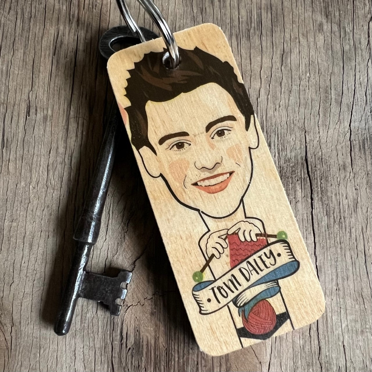 Tom Daley Character Wooden Keyring by Wotmalike