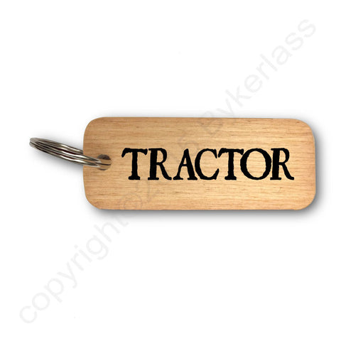 Tractor Rustic Wooden Keyring - RWKR1