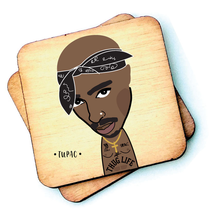 Tupac - Character Wooden Coaster by Wotmalike