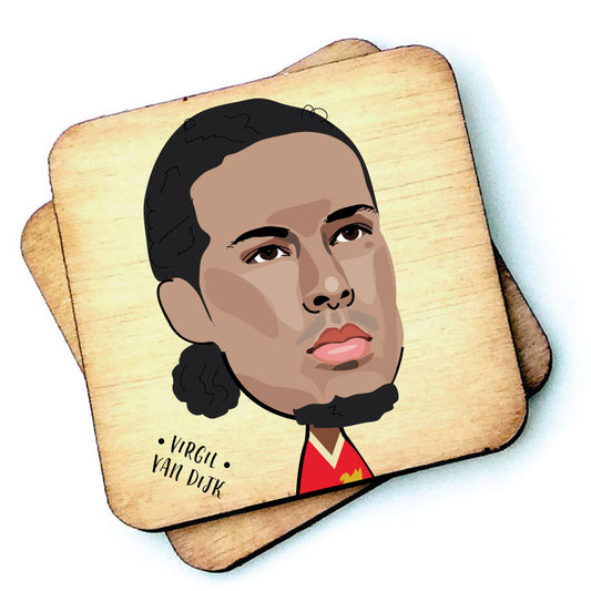 Virgil Van Dijk Rustic Character Wooden Coaster by wotmalike