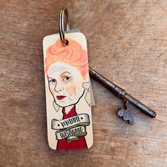 Vivienne Westwood Character Wooden Keyring by Wotmalike