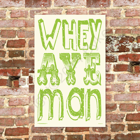 Updated Whey Aye Man Geordie Tea Towel (RWAMTT) Green