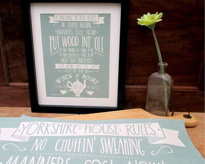 Yorkshire House Rules Tea Towel