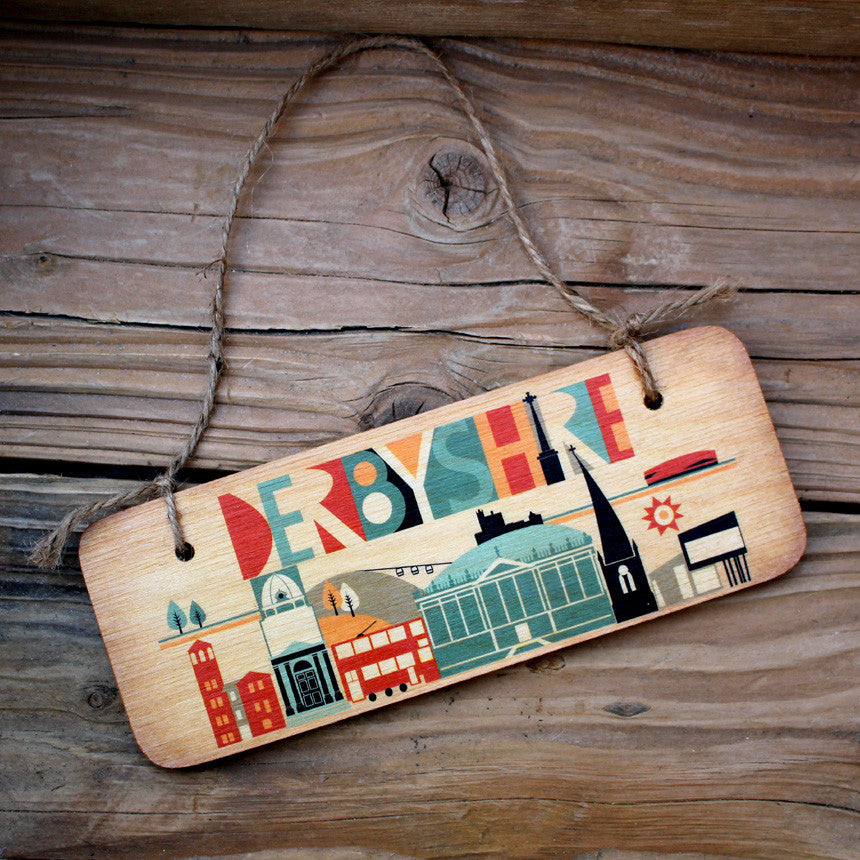 Derbyshire Scape Brights Wooden Sign