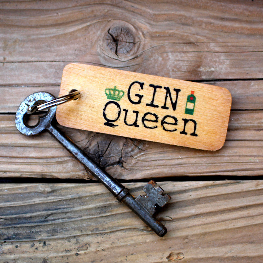 Gin Queen Gin Lovers Wooden Keyring